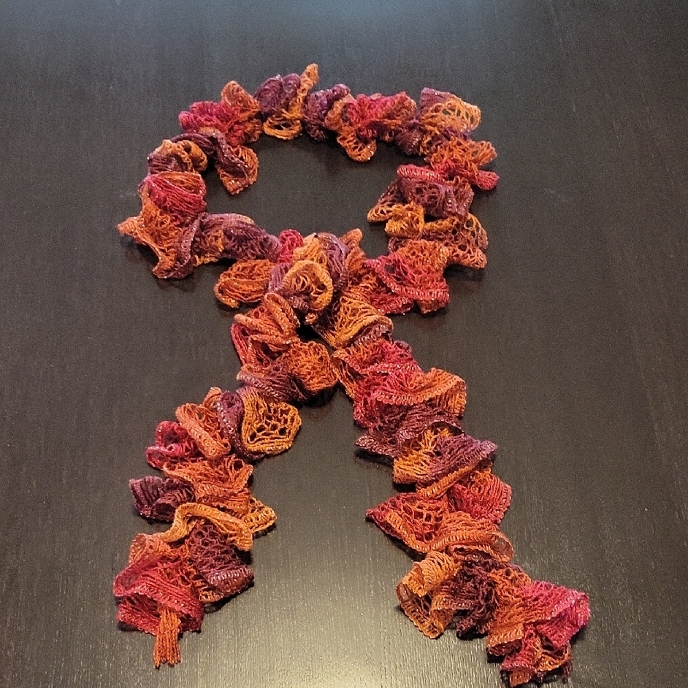 Colorful Shimmering Ruffled Knit Scarf